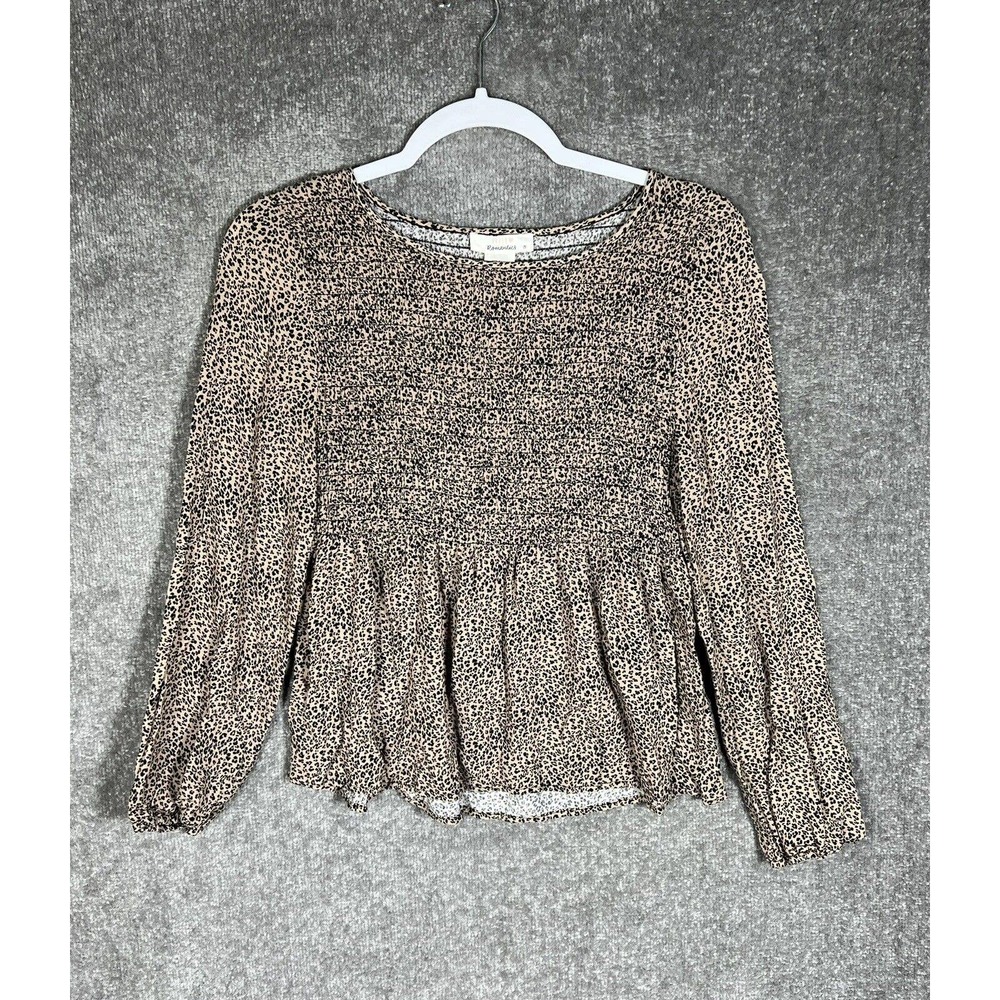 Urban Romantics Animal Print Smocked‎ Peasant BOHO Top Womens Size Medium Rayon